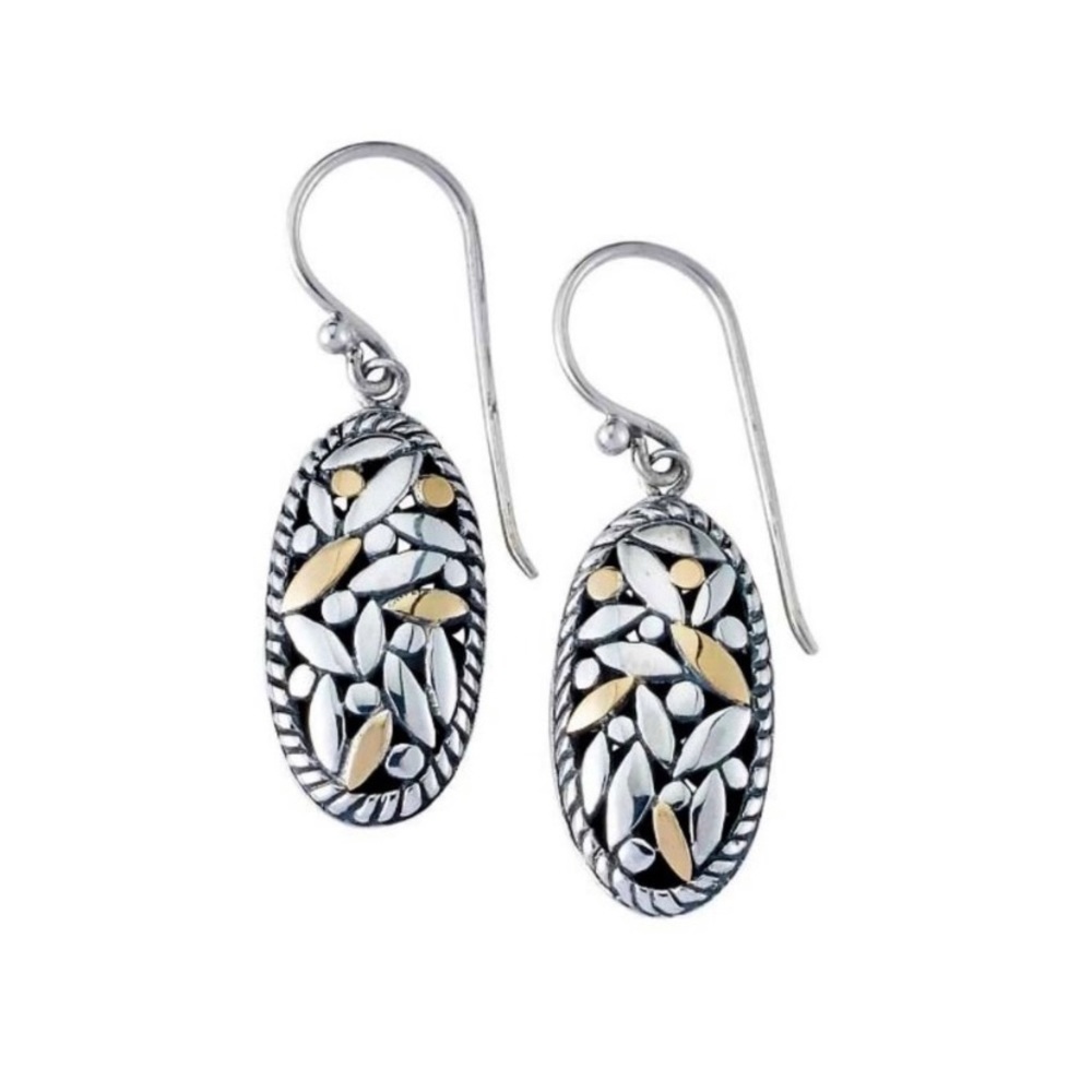 Samuel B. Sterling Silver / 18K Gold Drop Leaf Earrings